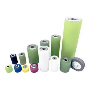 现货聚氨酯包胶滚轮双轴承耐磨橡胶无动力滚筒硅胶轮输送带PU胶辊