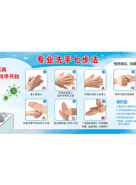 幼儿园卡通七步洗手法墙贴画贴纸