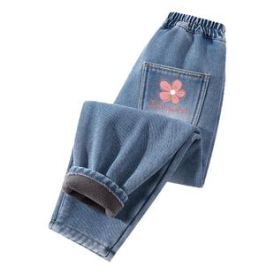 真维斯童装女童裤子秋冬款2025新款小女孩加绒牛仔裤儿童冬季长裤