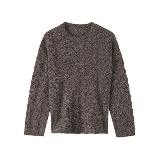 春竹2025秋冬新款100%山羊绒圆领宽松花纱绞花长袖毛衣女士羊绒衫