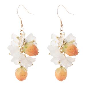 泡菜皇后原创设计粉嫩草莓花朵耳环超仙气甜美少女耳钉无耳洞耳夹