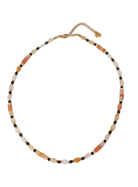 XMR新中式黄色天然石串珠项链女