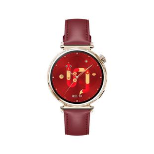 适用华为gt6瑞红真皮gt5手表带watchgt6pro新年红色GT4智能watch5腕表watch4pro运动男女3专用buds可替换腕带
