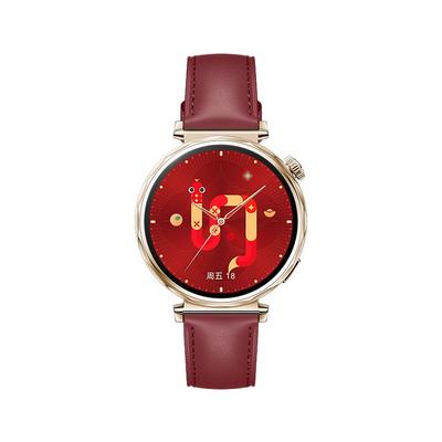 适用华为gt5瑞红真皮手表带watchgt5pro同款新年红色GT4智能腕表watch4pro运动男女式3专用buds可替换腕带