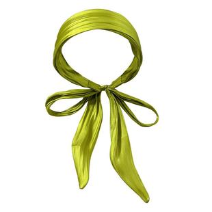 L9000/高档丝绸法式飘带发箍绑发一体宽边遮白发绿色发带小众发卡