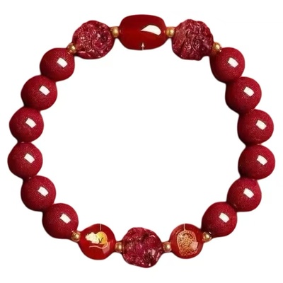 朱砂手串男女款2026马年本命年化解手链三合六合护身符属马鼠兔牛