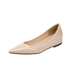 牛皮版~法式尖头粗跟单鞋女2026新款内增高裸色通勤不累脚高跟鞋