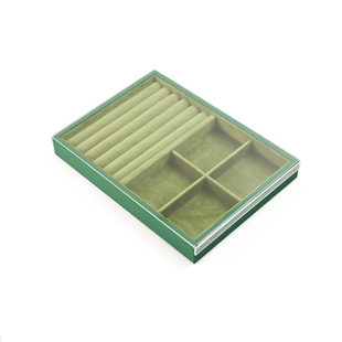 首饰托盘收纳盘带盖项链手串耳环戒指展示盘放置盘绒布饰品展示架