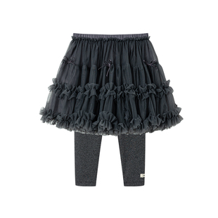 嫚熙童装女童裙裤秋冬半身裙女宝打底裤外出百搭蓬蓬纱裙儿童裙子