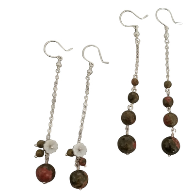 新款手工足银999纯银天然花绿石