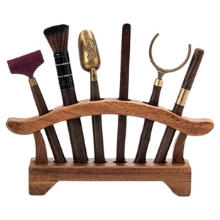 画续胡桃木六君子茶道套装官帽实木架功夫茶具配件泡茶工具大全