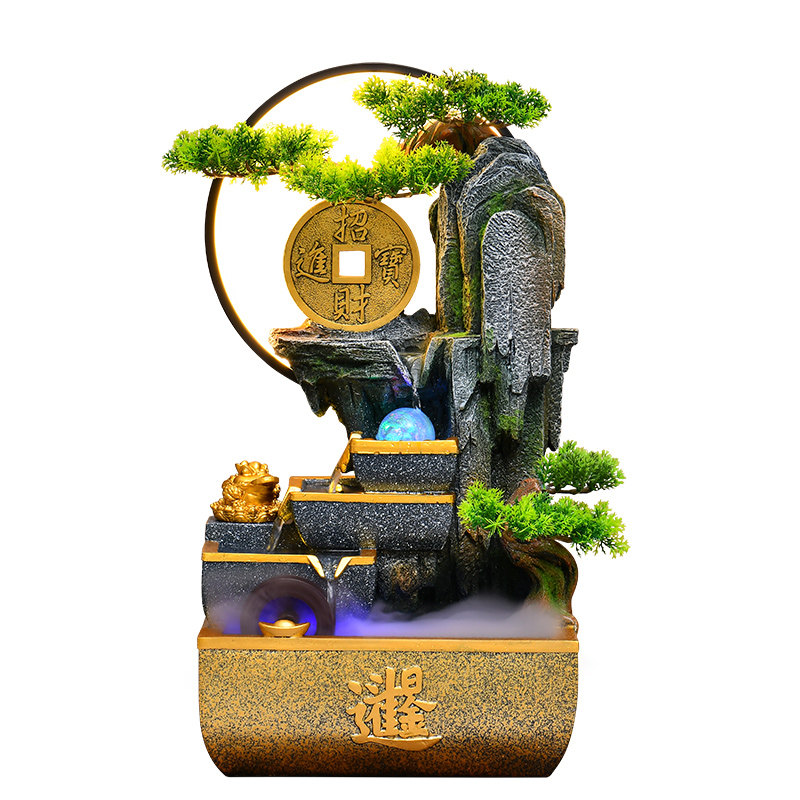 八方来财假山流水摆件循环水喷泉