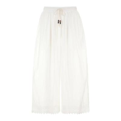 wanatry慵懒感刺绣花边阔腿裤女