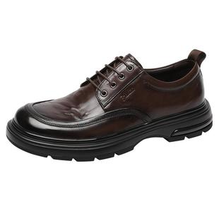 金利来男鞋官方正品秋冬新款棕色皮鞋男士真皮高档商务休闲鞋软底