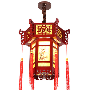 中式实木雕花宫灯仿古宫廷祠庙灯笼吊灯古典火锅店包厢灯门头灯具