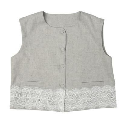 oo&vv高级感穿搭简约2件套装女夏2025新款蕾丝拼接无袖上衣阔腿裤