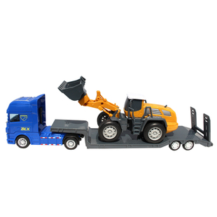 工程车模型平板拖车载挖土机坦克运输车推土车木材运输车重型卡车