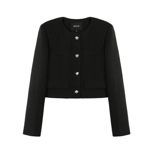 NEVA HU【现货7折】法式小香风短款外套女秋季复古粗花呢气质上衣