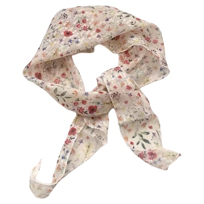 韩系小碎花薄纱丝巾春夏女