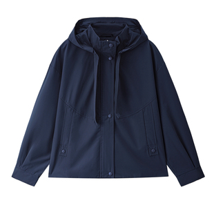 佐丹奴美式风夹克衫女春季新款防风抽绳连帽宽松风衣外套05375684