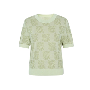 XG/雪歌XK211008B240短袖毛针织衫2025夏季新款浅绿色短款毛衫女