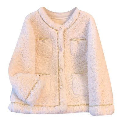 毛茸茸小香风羊羔毛绒厚外套爆款