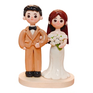 软陶人偶摆件新婚结婚礼物手工定制石塑黏土定制小人偶Q可爱泥塑