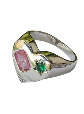 longbaoacc小众设计彩钻星星指环