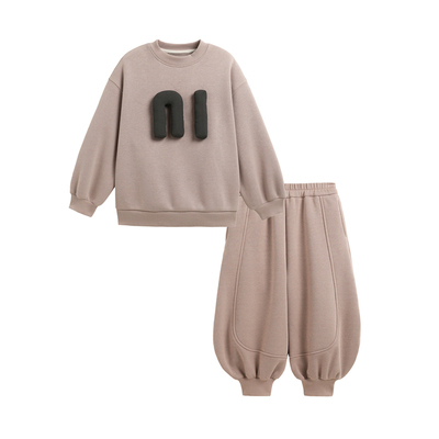 男童长袖卫衣卫裤两件套加绒保暖