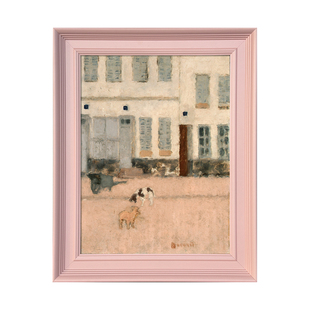 可可的画廊莫兰迪樱花粉色可爱猫咪动物温柔奶油风儿童房卧室挂画