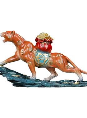 铜一家2025年新品黄铜摆件金钱豹-暴富装饰品酒柜家居礼品