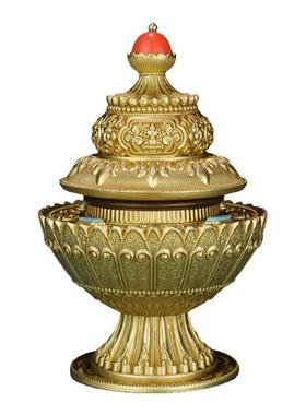 黄铜米盒三层米罐供品法器摆件
