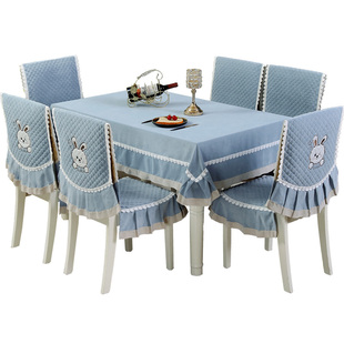 简约现代餐椅套纯色桌布椅垫椅套连体椅子套罩刺绣加厚餐椅垫一体