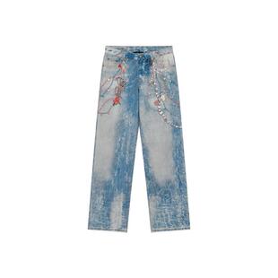 【夏季新品】Ed Hardy埃德哈迪女士数码印宽松牛仔长裤E1SBW233