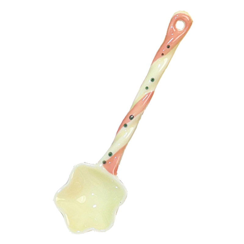 可爱彩色奶油波点甜品勺陶瓷勺子