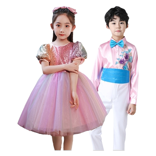 六一儿童合唱演出服小学生朗诵表演服装礼服幼儿园主持人蓬蓬裙16