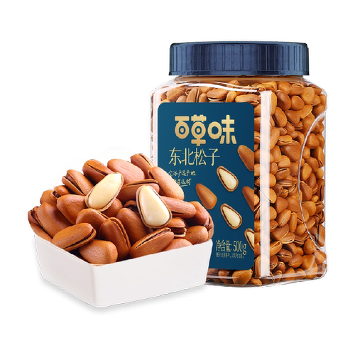 百草味东北松子罐装大颗粒手剥开口坚果干果每日送礼零食品小吃