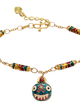 皇家莎莎新中式国风吞金兽手链珐琅手绳金色招民族风财精致手饰女