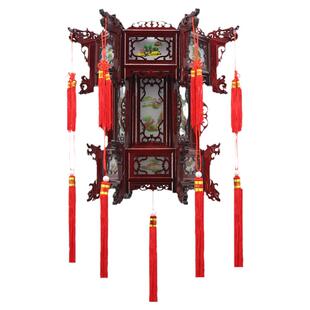 2025新实木宫灯六角仿古风阳台灯笼大全新中式户外春节中国风吊灯