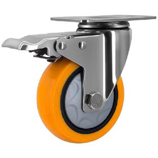 瓦兴脚轮304不锈钢静音3寸万向轮44寸脚轮5寸PU轮防缠绕304不锈钢