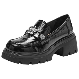 热风厚底乐福鞋女鞋2025年秋季新款女士休闲百搭单鞋配裙子小皮鞋