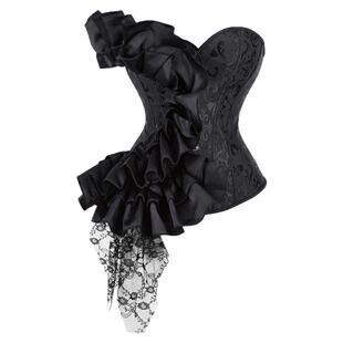 立体荷叶边蕾丝不规则外穿鱼骨胸衣抹胸绑带收腰搭马面裙宫廷复古