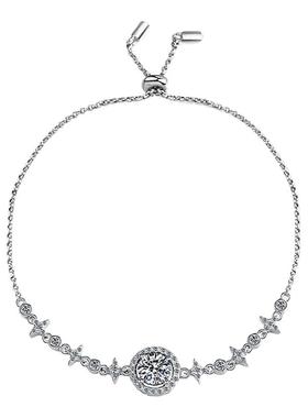 高碳钻莫桑石925银镀白金手链