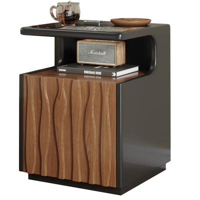 墨乔床头柜保险箱一体实木复古