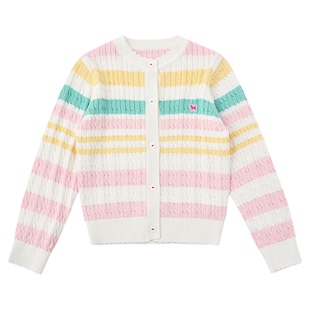 BLUEDOG 韩国蓝狗26SS春季儿童长袖彩色条纹针织柔软开衫外套