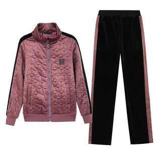啄木鸟加厚保暖休闲套装女2025新款秋冬装妈妈时尚洋气外套两件套