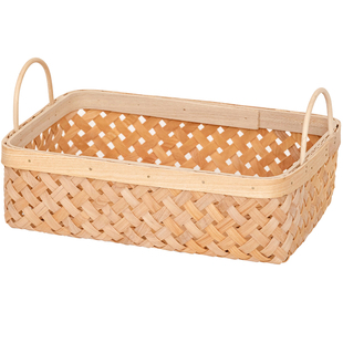 编织篮手工木片藤编收纳筐水果蔬菜面包篮竹编篮桌面零食筐野餐篮