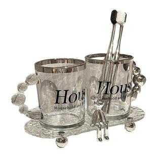 轻奢漱口杯家用高颜值洗手台牙刷杯高级玻璃刷牙洗漱杯子情侣牙缸