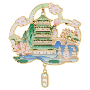 杭州文创金属冰箱贴杭州西湖雷峰塔三潭印月旅游打卡纪念品送朋友