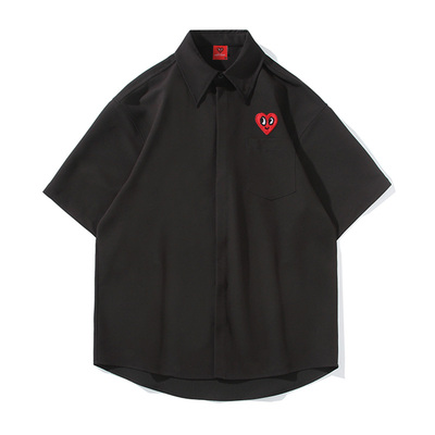查尔斯桃心爱心纯色短袖衬衫男